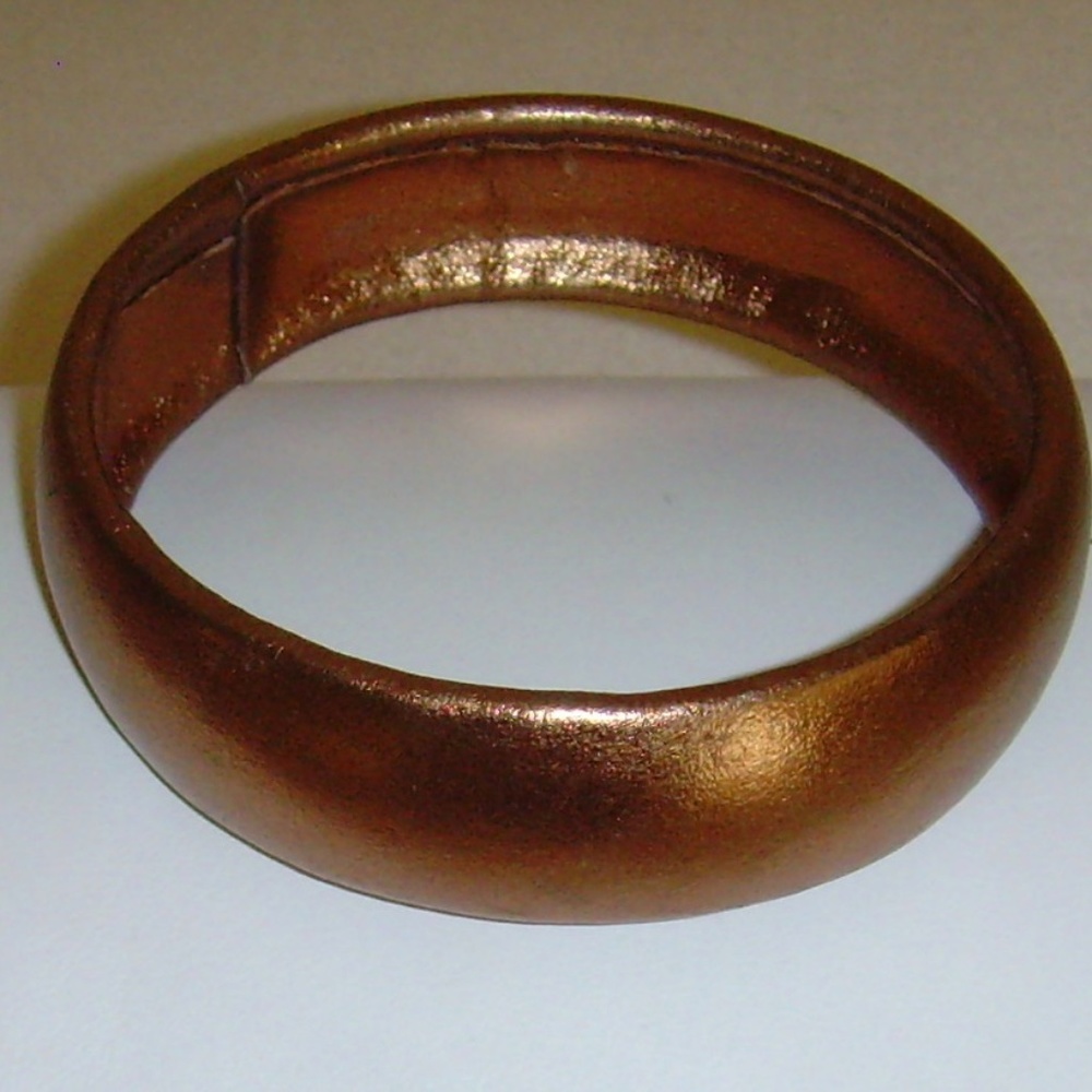 Bronze Metallic Colored Leather/Pleather Bangle